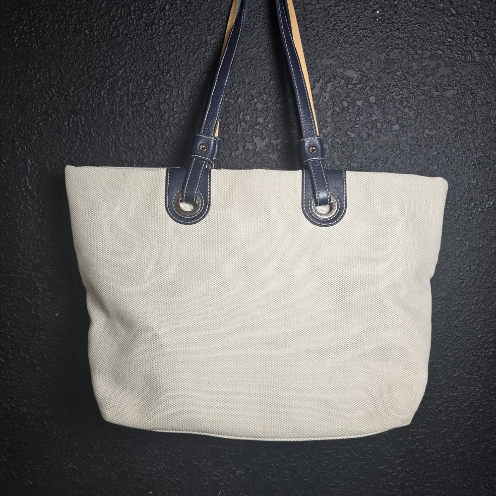 Dooney and Bourke Nylon Leather Shopper Tote Bag Lined Handles Large - Picture 13 of 15